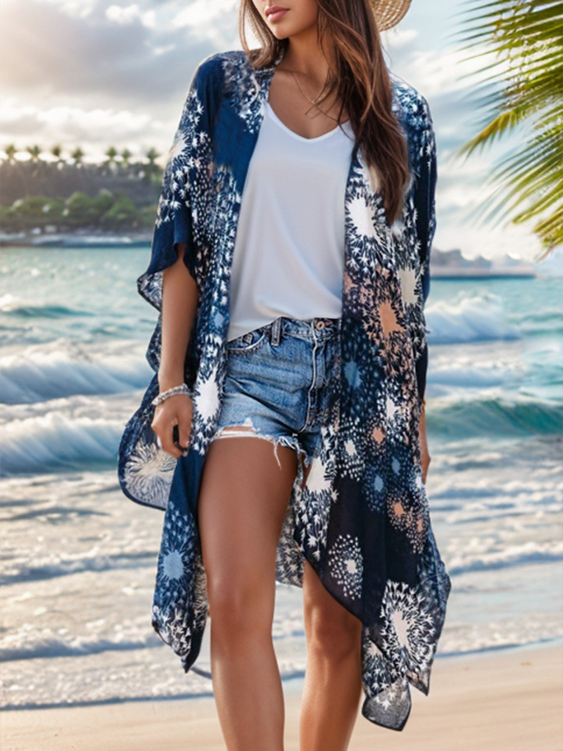 Printed Open Front Cover-Up - ships from supplier in approximately 10 business days