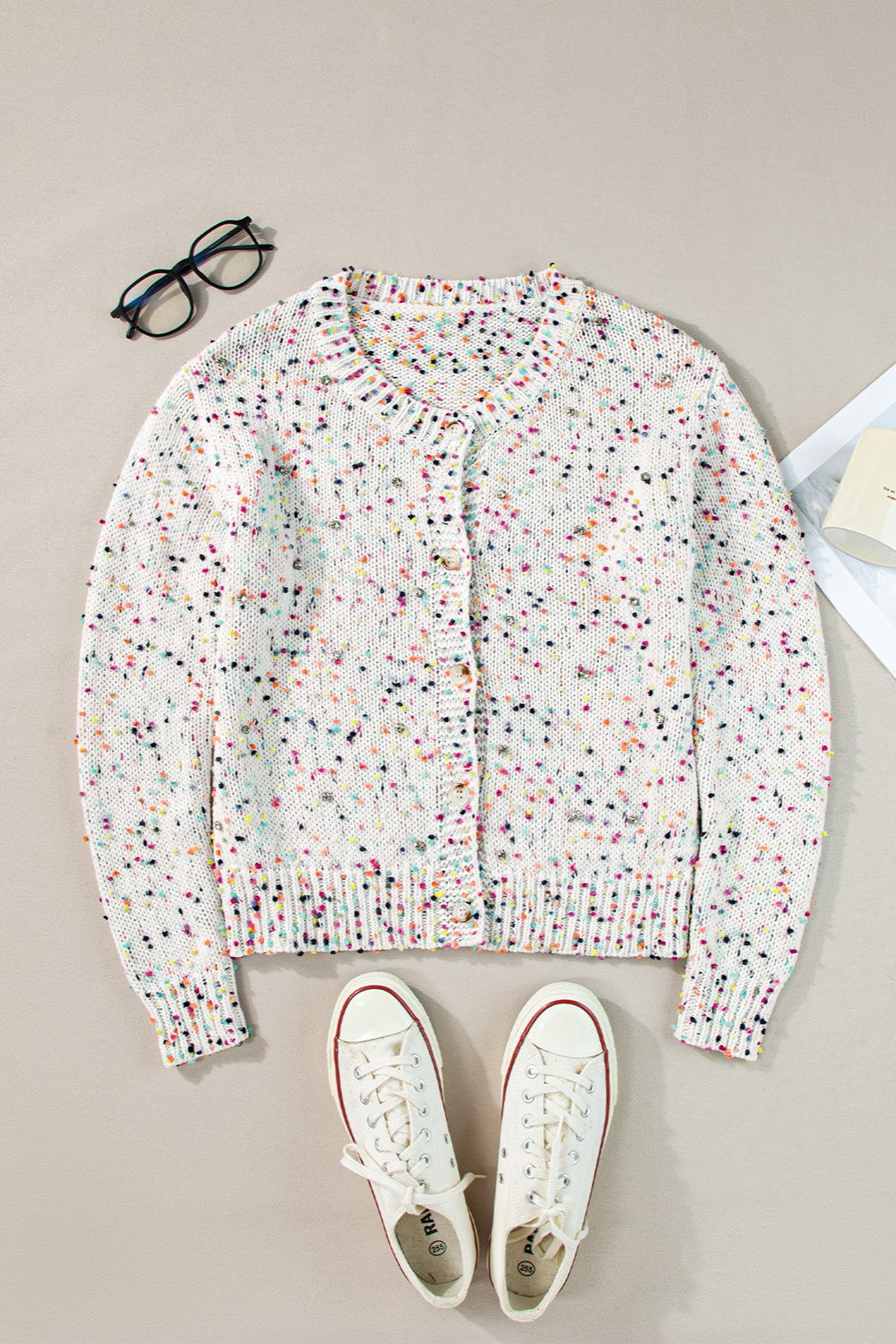 Confetti Button Up Long Sleeve Cardigan - ships from supplier in approximately 10 business days