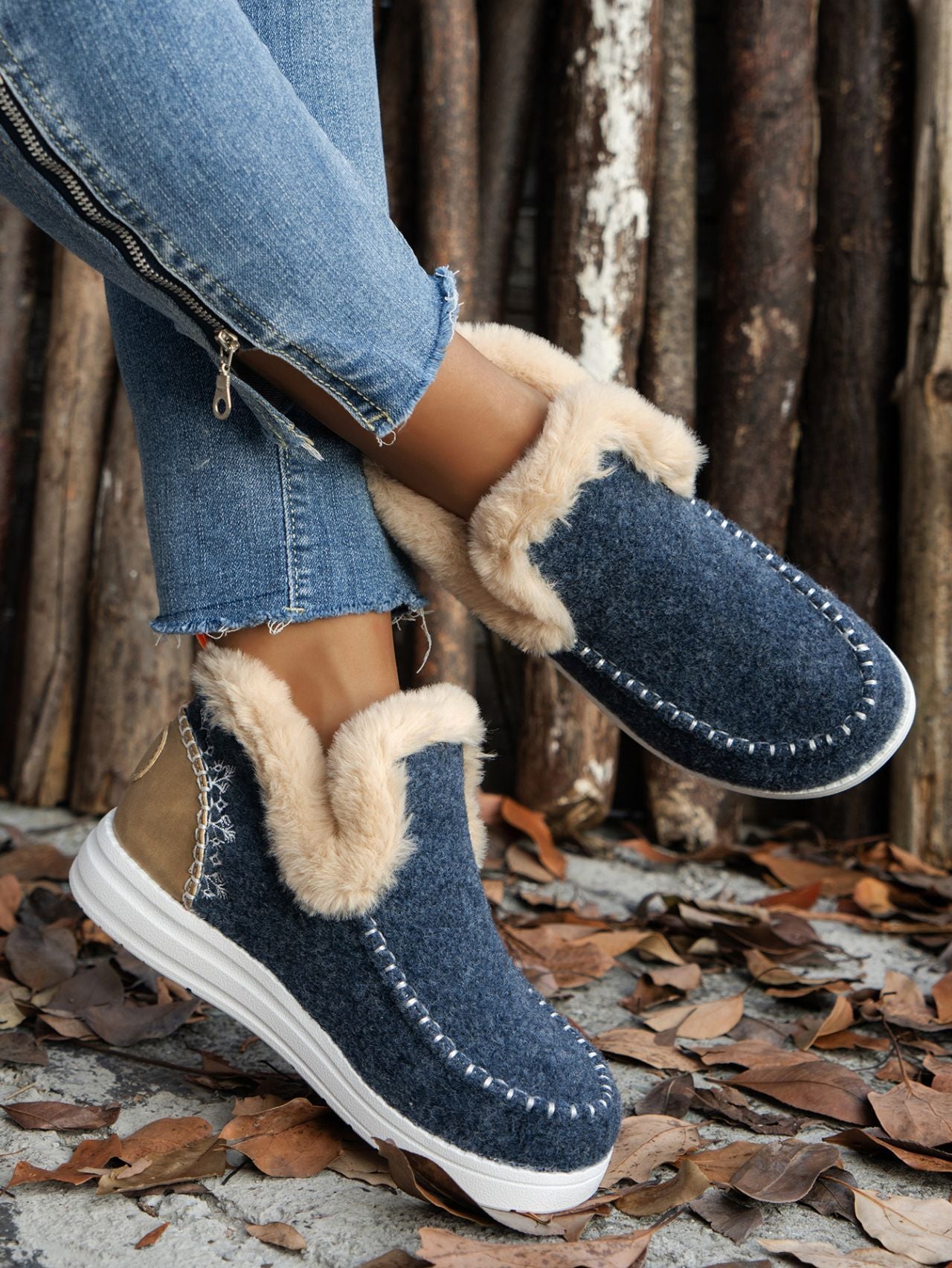 Furry Suede Round Toe Flat Sneakers - ships from supplier in 5-10 business days