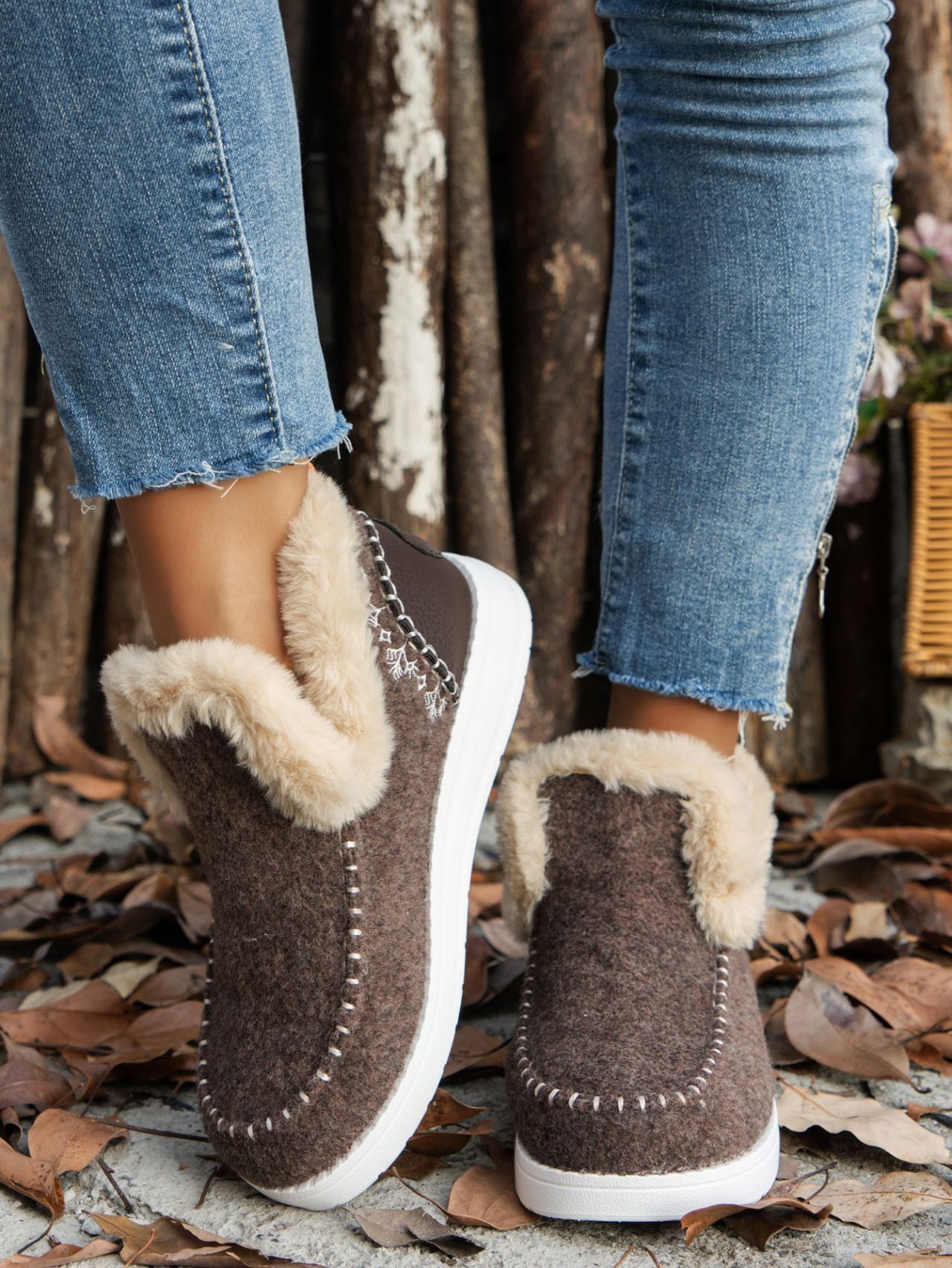 Furry Suede Round Toe Flat Sneakers - ships from supplier in 5-10 business days