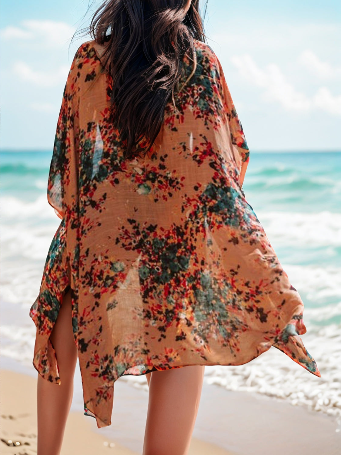 Printed Open Front Cover-Up - ships from supplier in approximately 10 business days