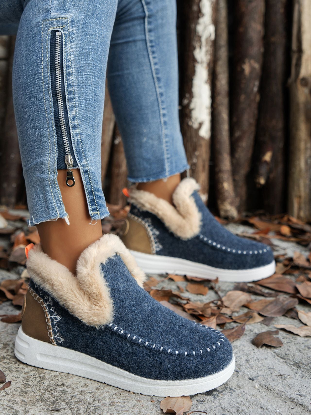 Furry Suede Round Toe Flat Sneakers - ships from supplier in 5-10 business days