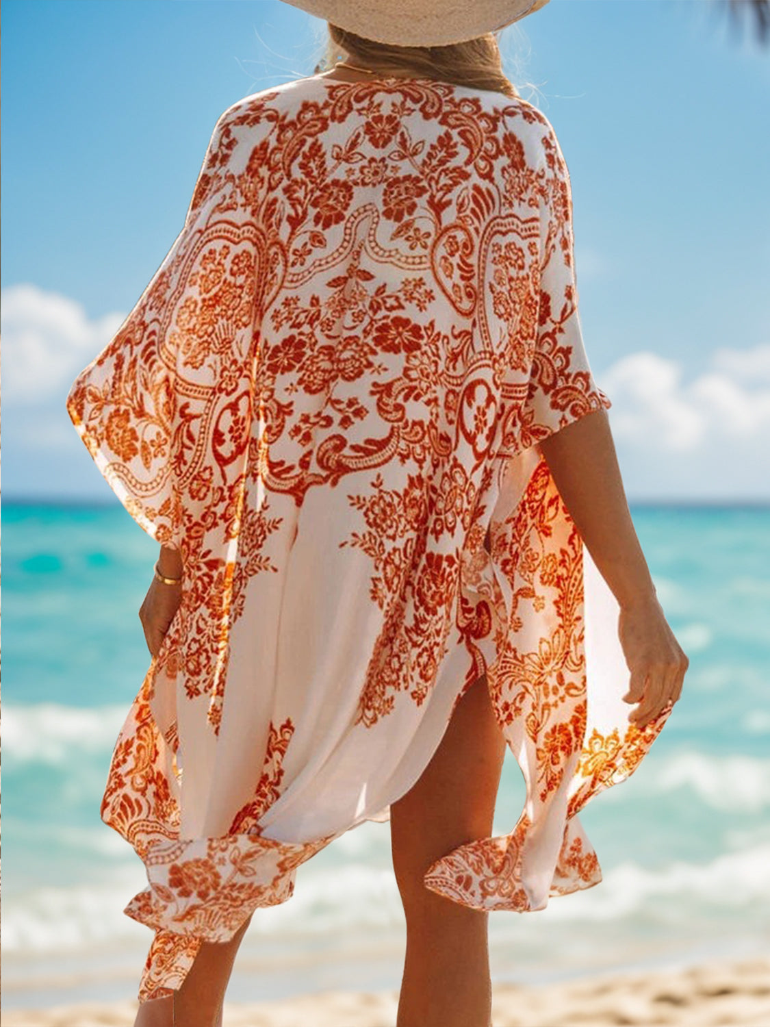 Printed Open Front Cover-Up - ships from supplier in approximately 10 business days