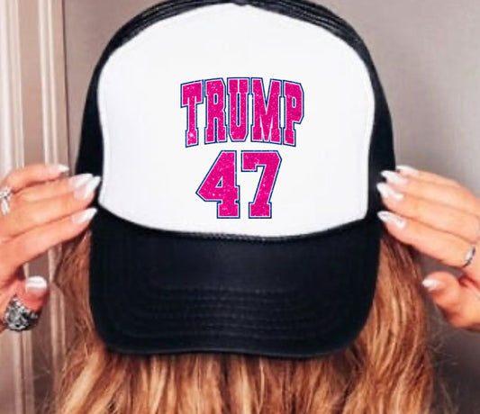 Trump 47 Faux Glitter print cap