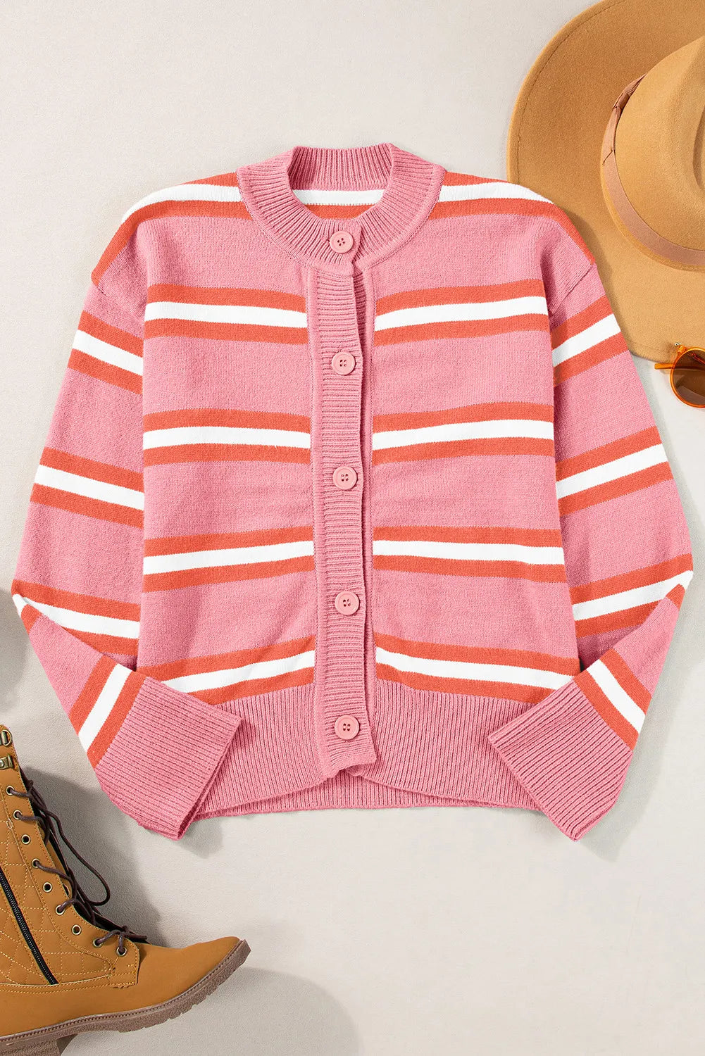 Striped Button Up Long Sleeve Cardigan - ships from supplier in approximately 10 business days