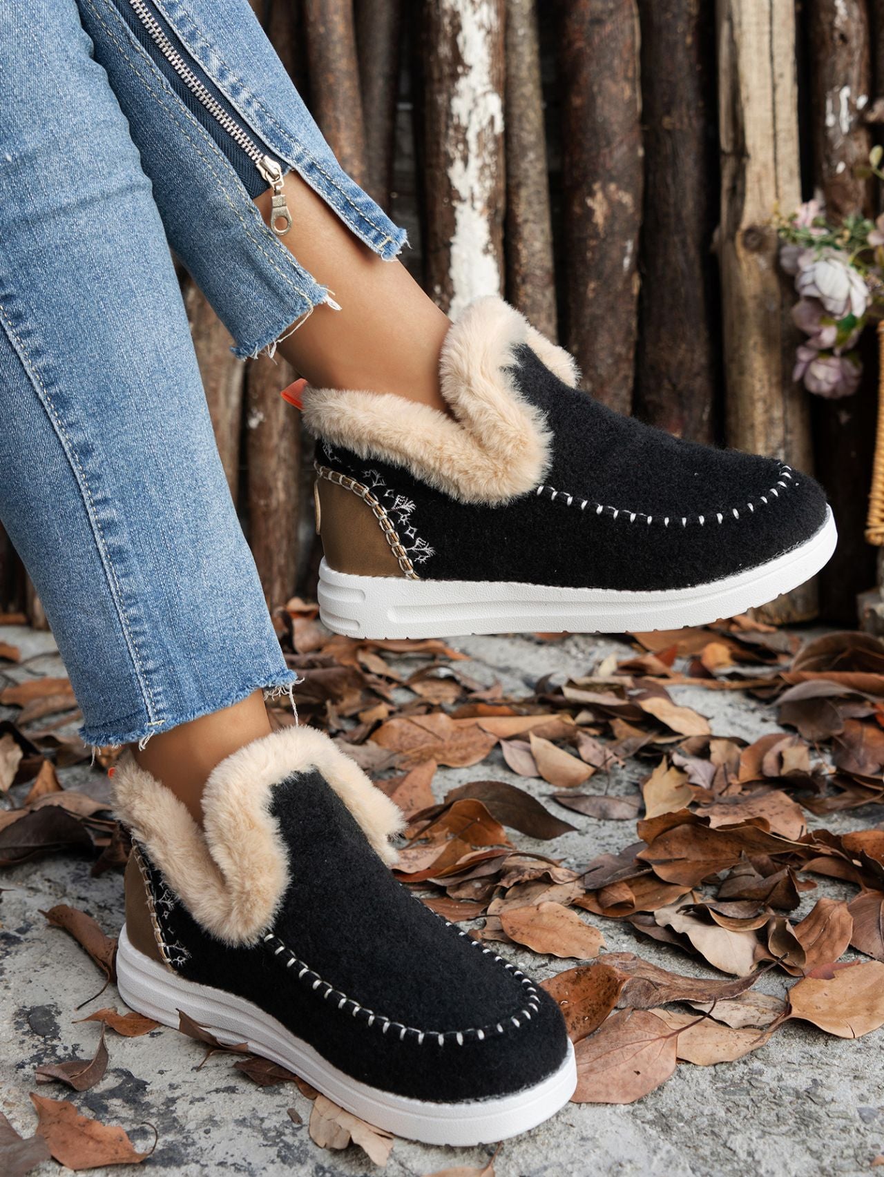 Furry Suede Round Toe Flat Sneakers - ships from supplier in 5-10 business days