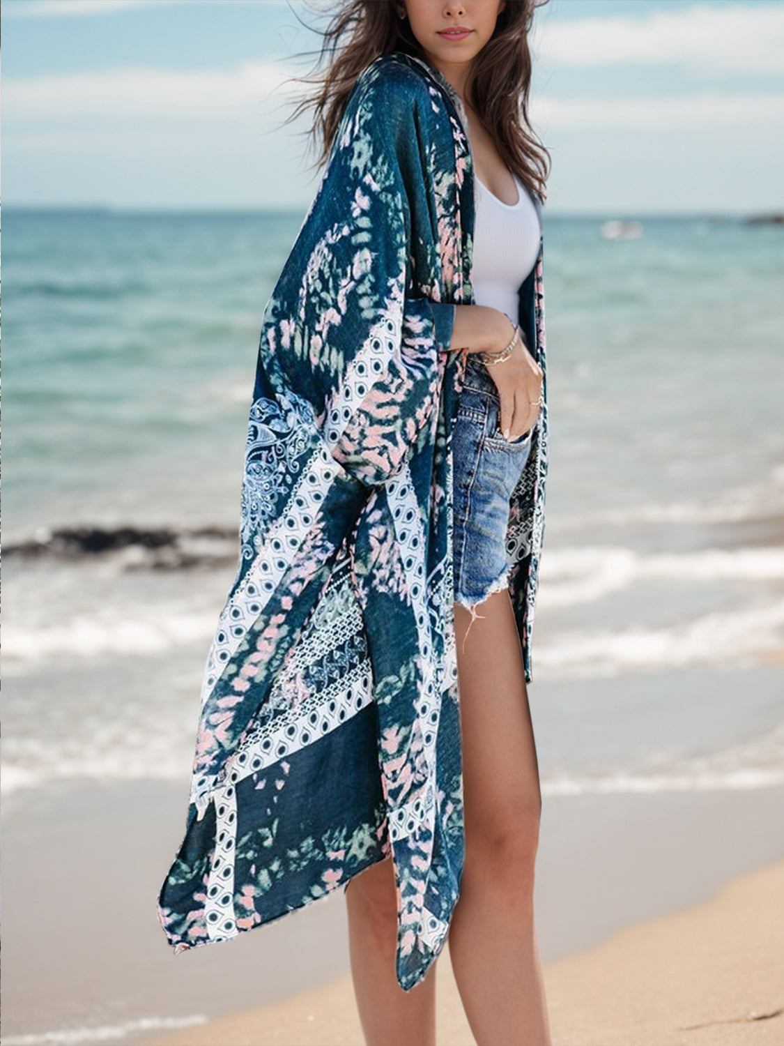 Printed Open Front Cover-Up - ships from supplier in approximately 10 business days