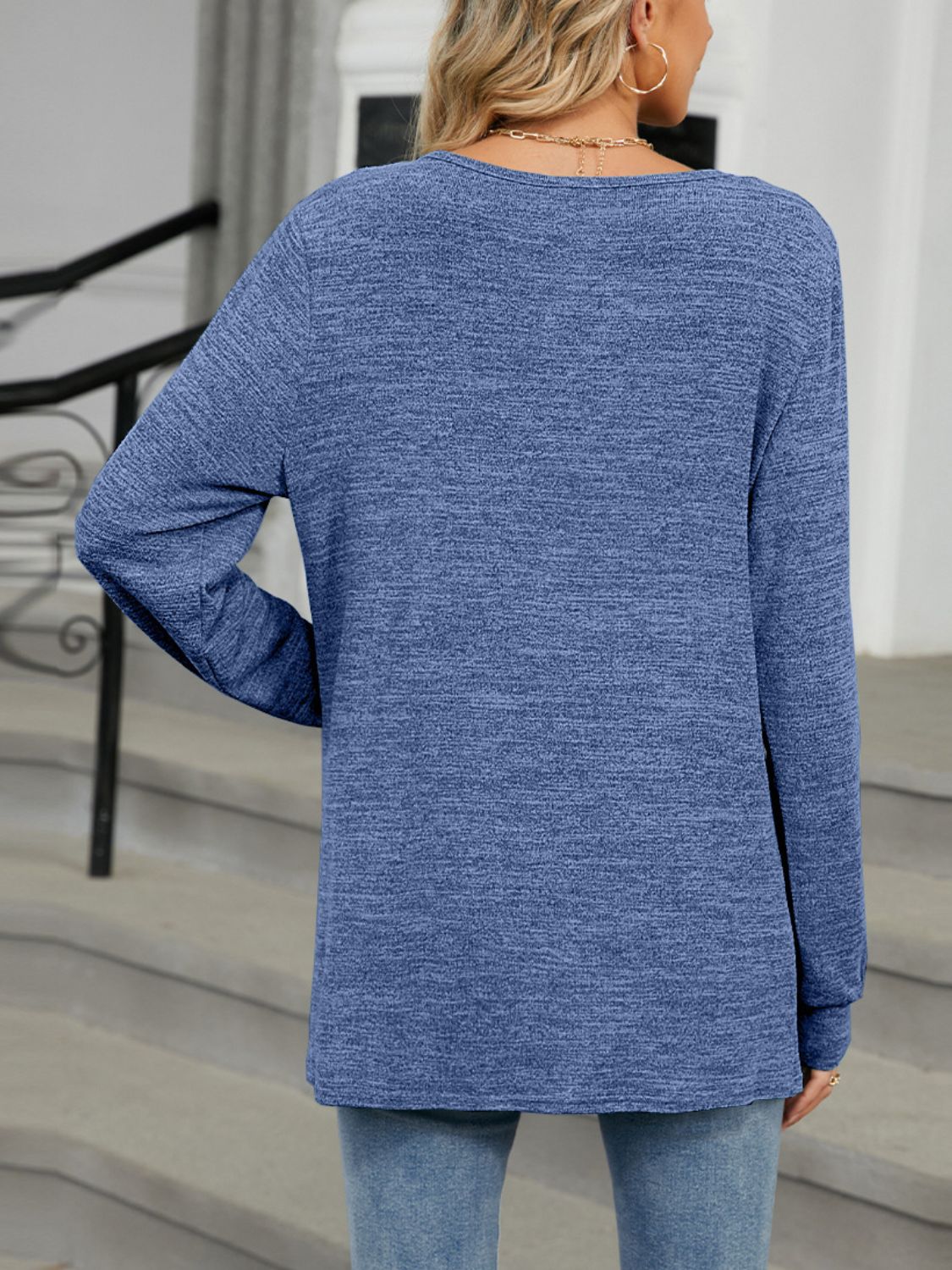 Cutout Round Neck Long Sleeve T-Shirt - ships from supplier in approximately 10 business days