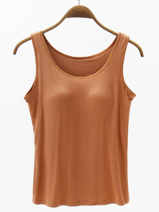 Full Size Wide Strap Modal Tank with Bra - ships from supplier in approximately 10 business days