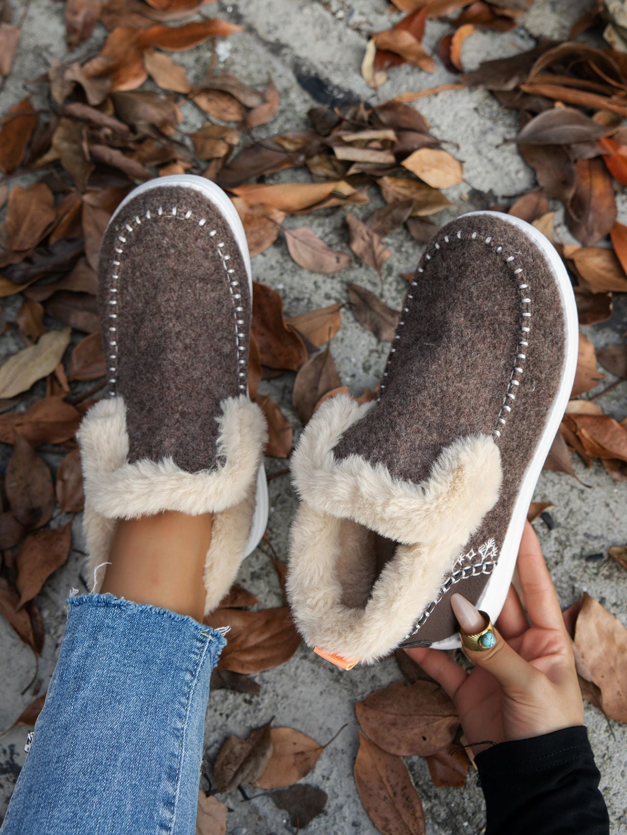 Furry Suede Round Toe Flat Sneakers - ships from supplier in 5-10 business days