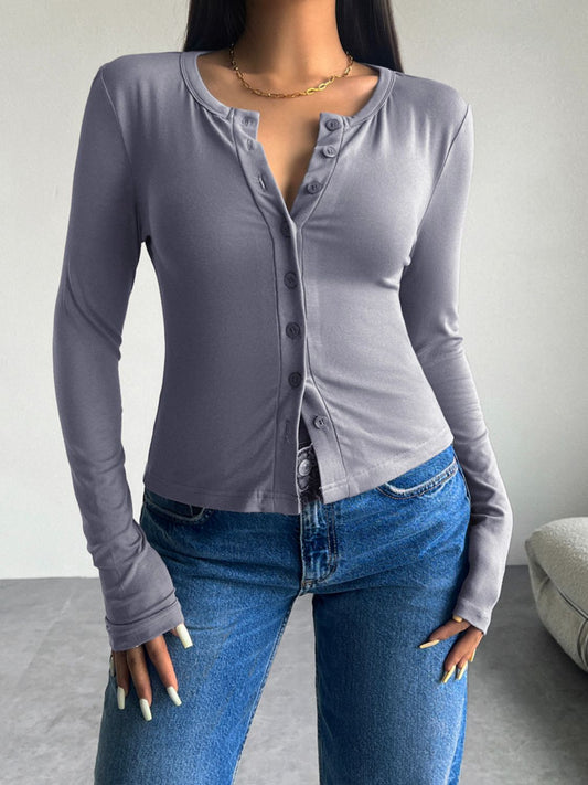 Devine Button Up Long Sleeve Top - ships from supplier in 5-10 business days