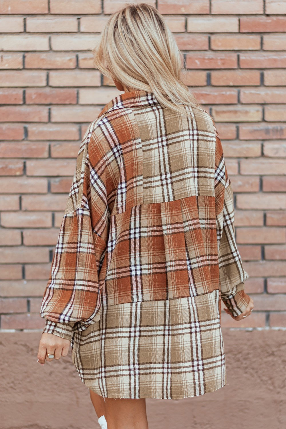 Plaid Snap Down Dropped Shoulder Shacket - ships from supplier in approximately 10 business days