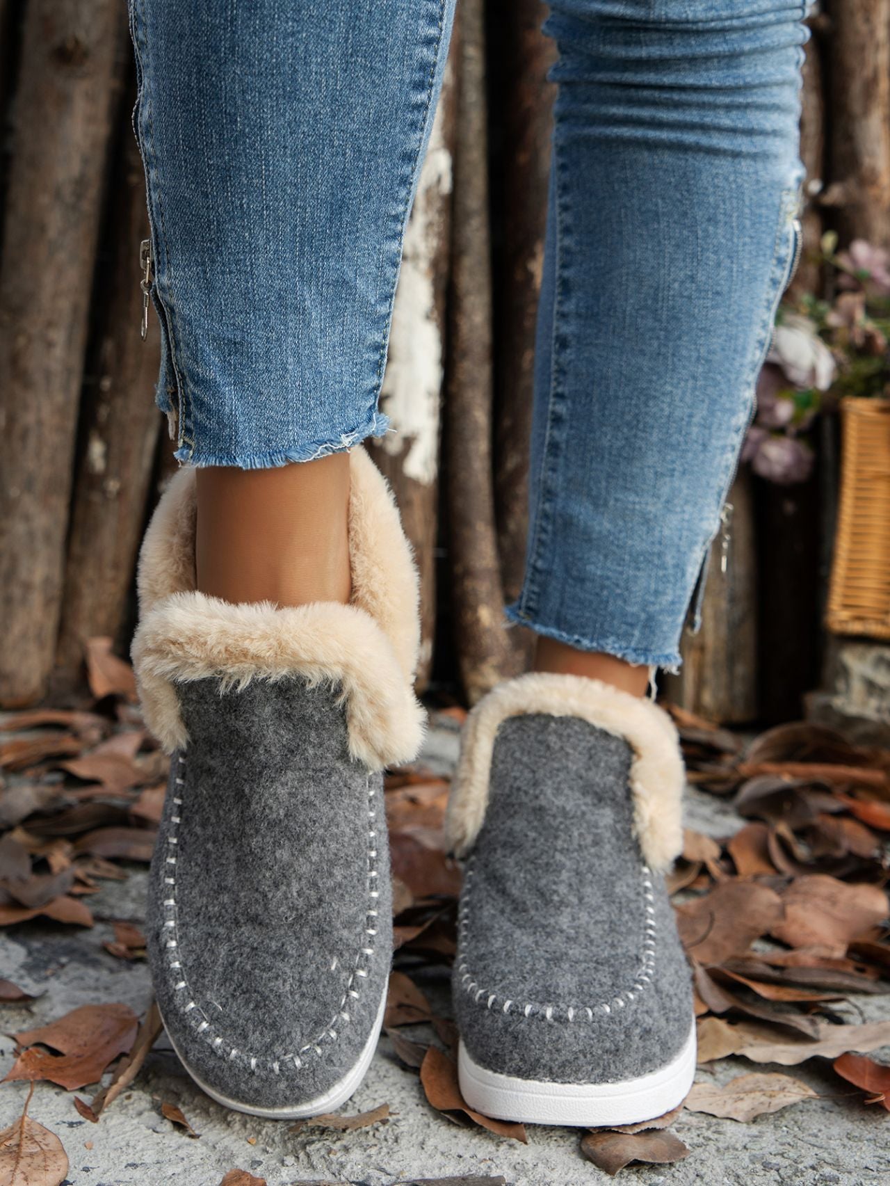 Furry Suede Round Toe Flat Sneakers - ships from supplier in 5-10 business days