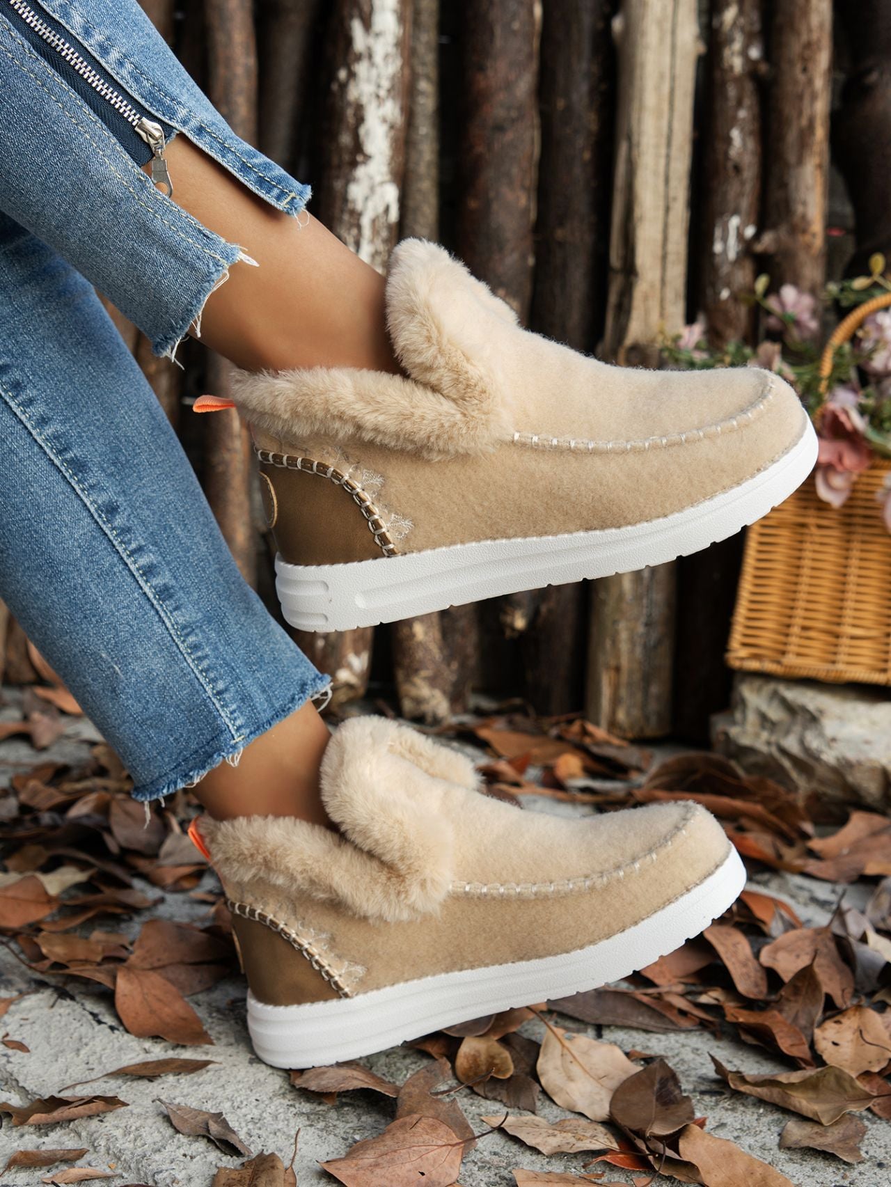 Furry Suede Round Toe Flat Sneakers - ships from supplier in 5-10 business days