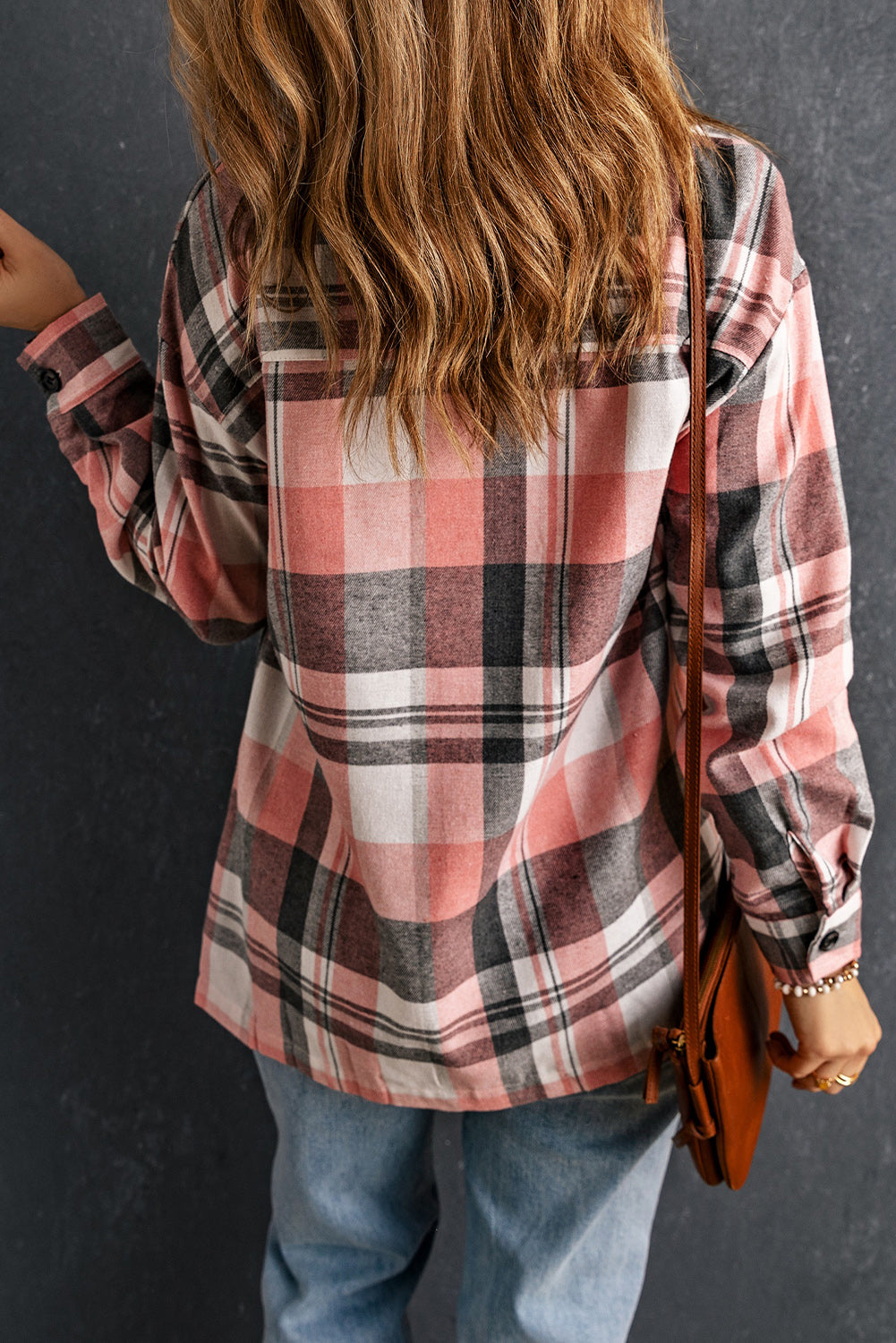 Double Take Plaid Dropped Shoulder Longline Shirt - ships from supplier in approximately 10 business days