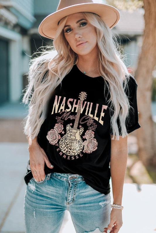 NASHVILLE MUSIC CITY Graphic Tee Shirt - ships from supplier in approximately 10 business days