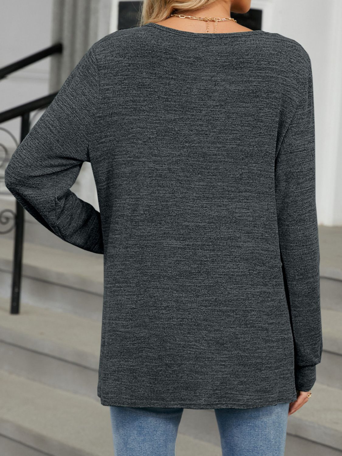 Cutout Round Neck Long Sleeve T-Shirt - ships from supplier in approximately 10 business days