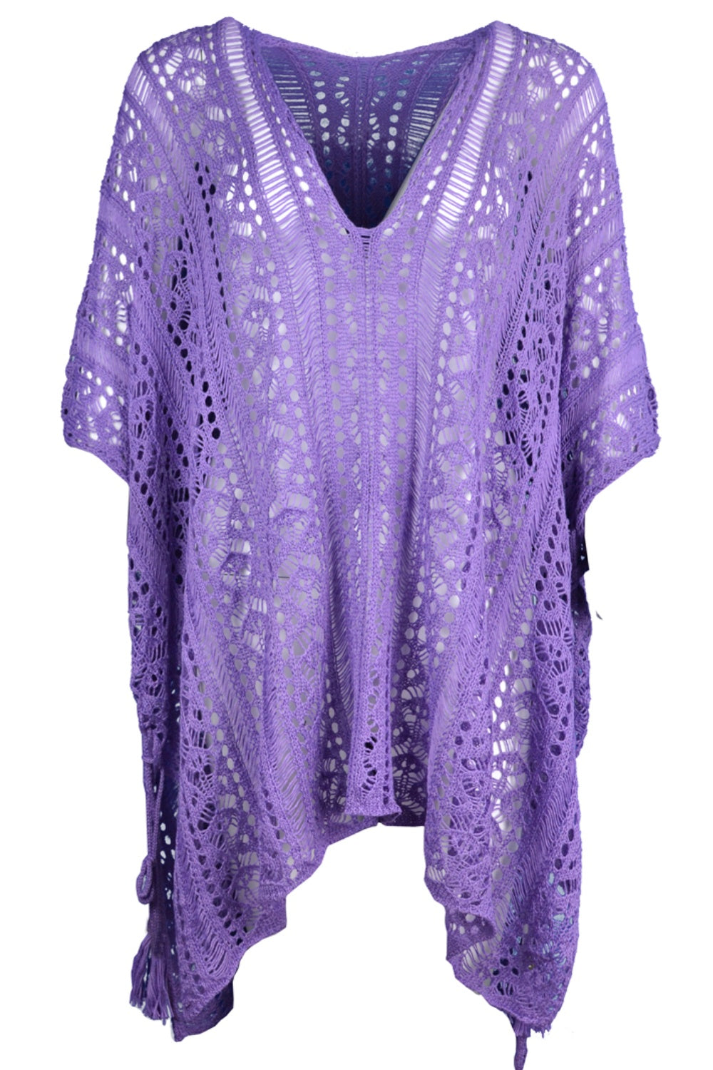 Cutout V-Neck Cover-Up with Tassel - ships from supplier in approximately 10 business days