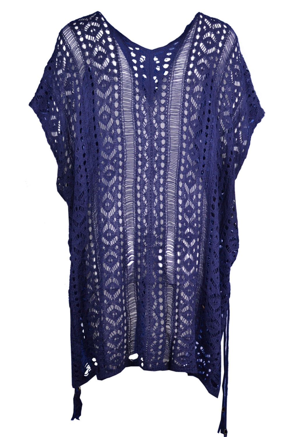 Cutout V-Neck Cover-Up with Tassel - ships from supplier in approximately 10 business days