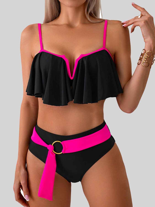 Spaghetti Strap Notched Bikini Set - ships from supplier in approximately 10 business days