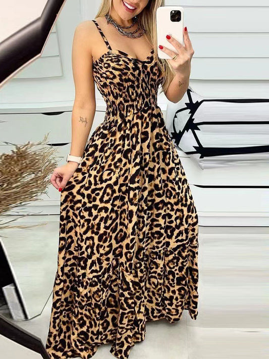 Leopard Sweetheart Neck Cami Dress - ships from supplier in approximately 10 business days