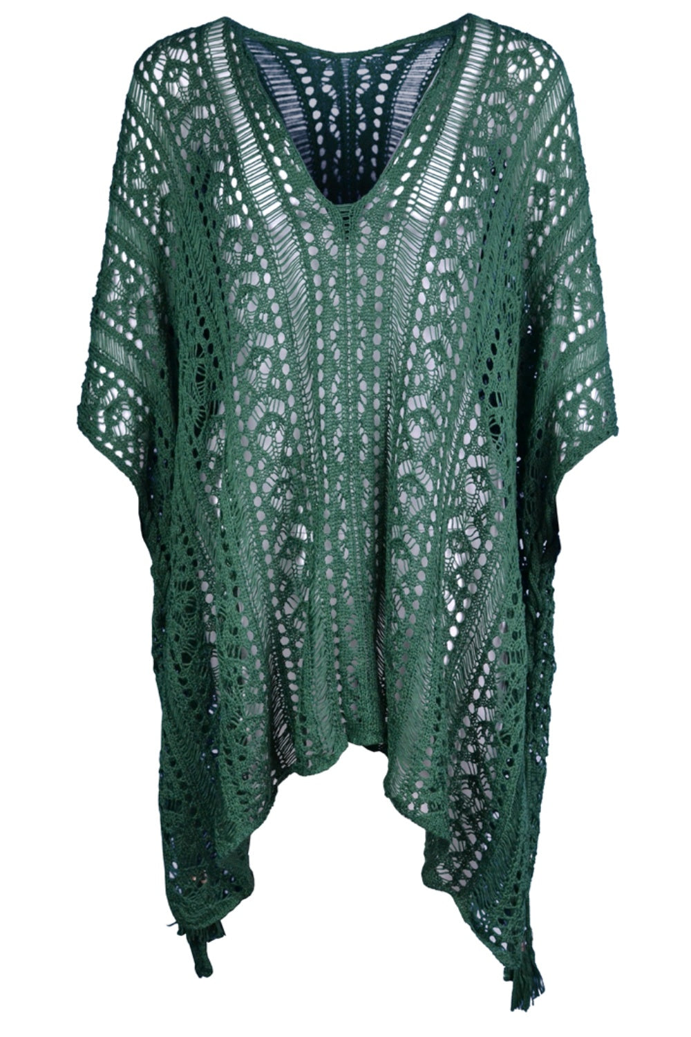 Cutout V-Neck Cover-Up with Tassel - ships from supplier in approximately 10 business days