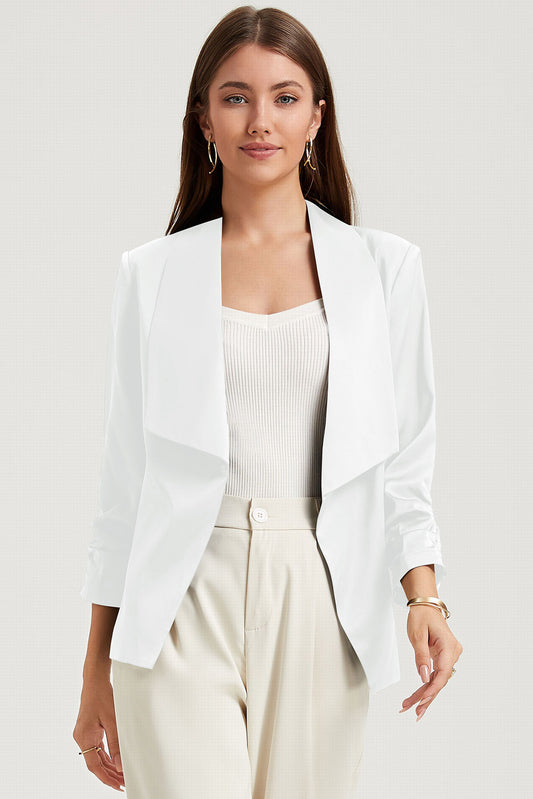 Ruched Open Front Blazer - ships from supplier in approximately 10 business days